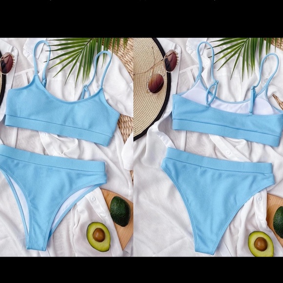 High waisted ribbed bikini swimsuit RED - Picture 6 of 6